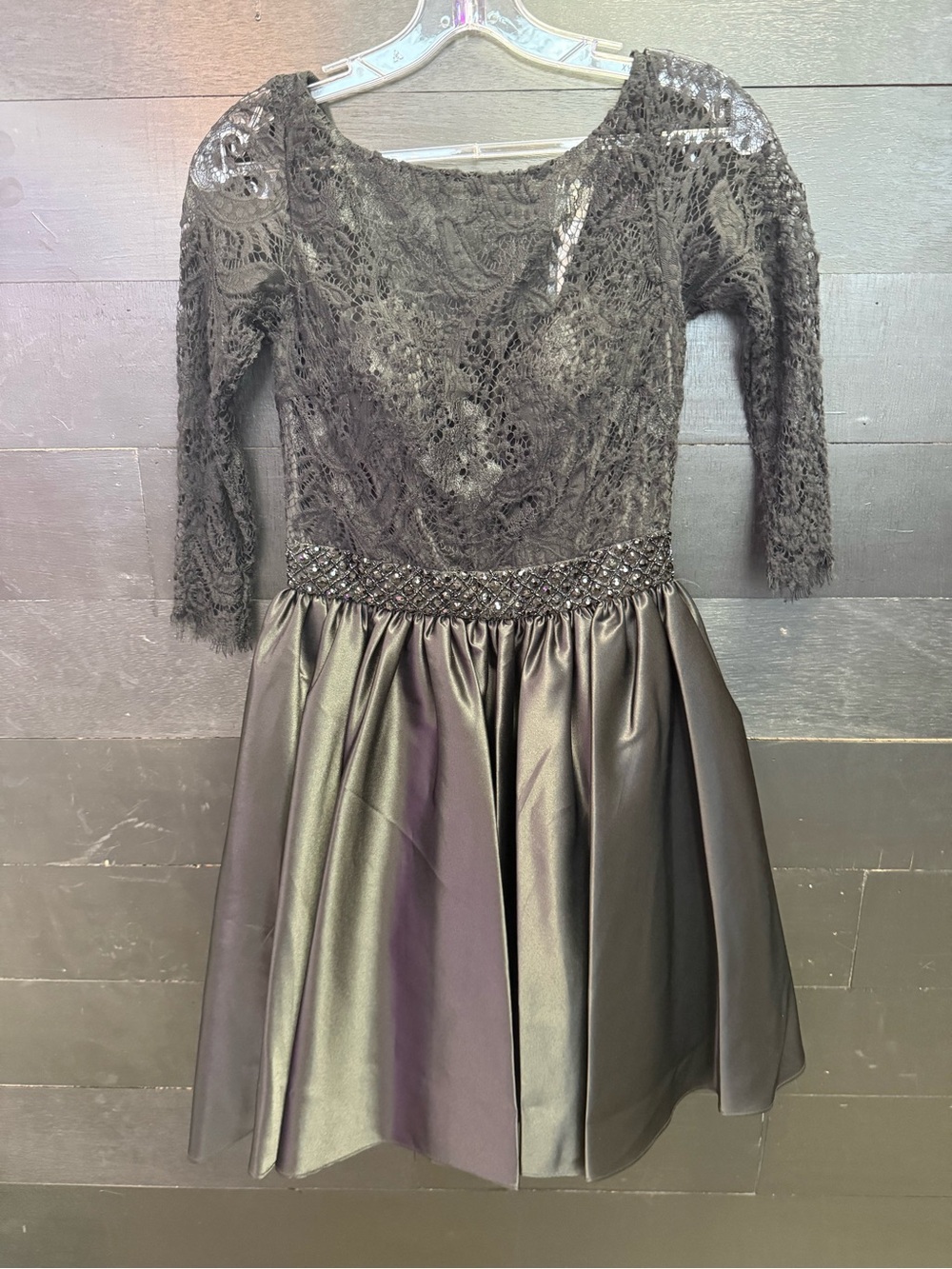 Christina Wu Black Lace Bodice Cocktail Dress